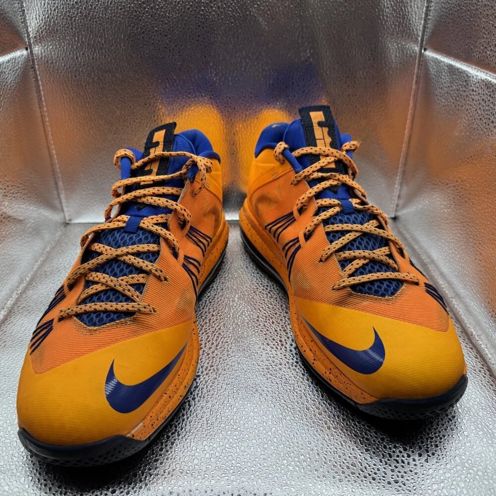 Size - 11.5 Nike Air Max LeBron 10 Low Orange Blue Mens Sneakers 579765-800 - Picture 3 of 11